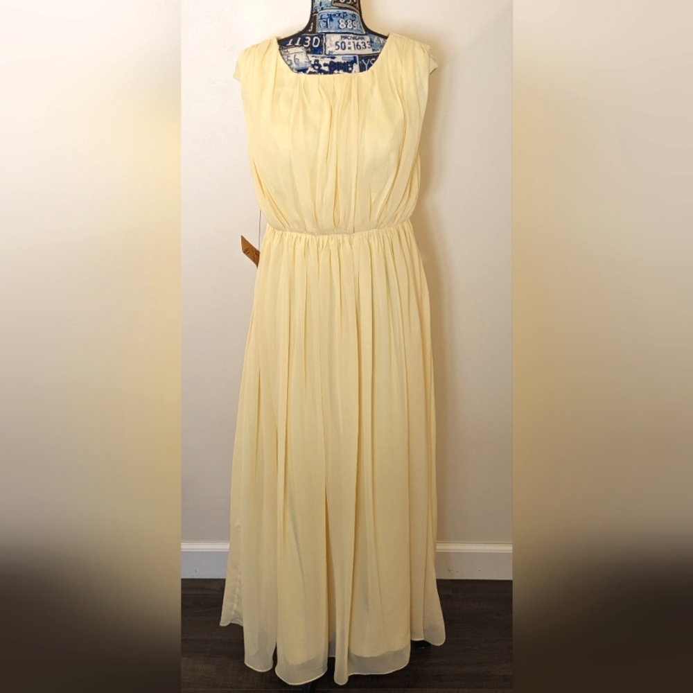 Pale Yellow 'Light In The Box' Formal Chiffon Prom Wedding Gown Dress NWT